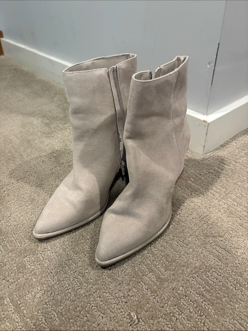 Sonoma Taupe Suede Pointed-Toe Ankle Booties